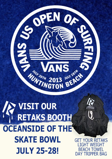 retaks, surf, beach,  vans us open of surf, backacks